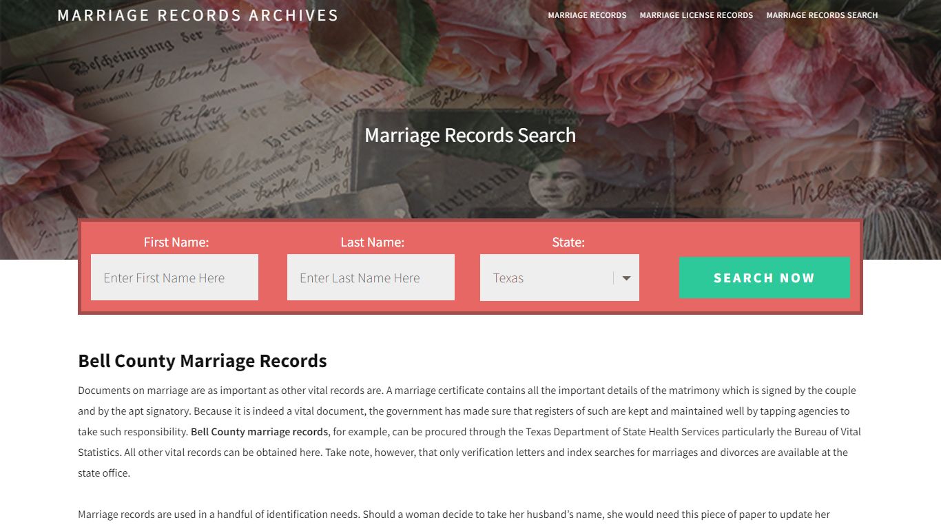 Bell County Marriage Records