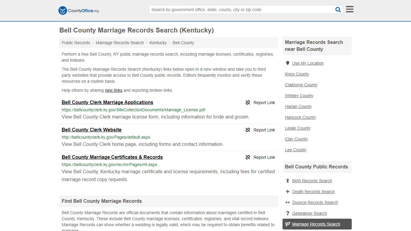 Marriage Records Search - Bell County, KY (Marriage Licenses ...